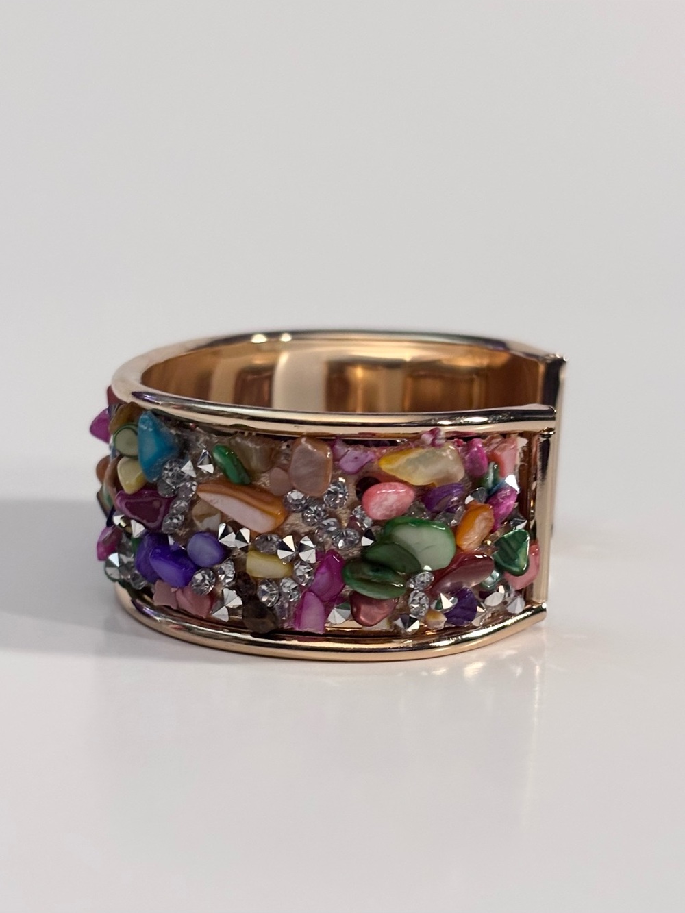 Hand Crafted Multicolor Gold Cuff Bracelet - Picture 2 of 5